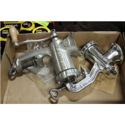 BOX OF MEAT GRINDERS