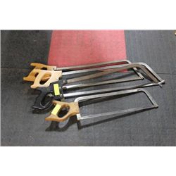 4 VARIOUS WOOD HANDLED HACK SAWS