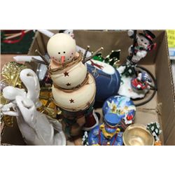 BOX W/ DECORATIVE CHRISTMAS CANDLE HOLDERS