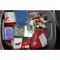 TOTE OF CHRISTMAS DECORATIONS