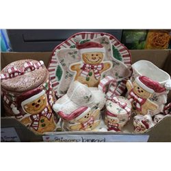 BOX W/ CHRISTMAS GINGERBREAD SERVING SET SALT/