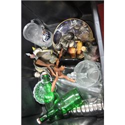 BIN OF ASSORTED ORNAMENTS ETC.