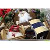 Image 1 : BOX W/ CHRISTMAS DECORATIONS: SANTA WREATH,