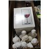 Image 1 : BOX W/ BISQUE STATUE FIGURINES & 4 WINE GOBLETS