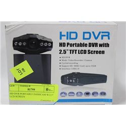 HD DVR PORTABLE DASHCAM W/2.5" LCD SCREEN