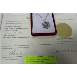 .925 SILVER LADIES DIAMOND CLUSTER SNOWFLAKE