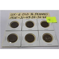UK 1915/31/49/54/56/66 LARGE HALF PENNIES