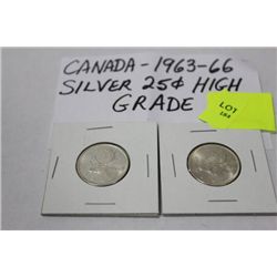 CANADA 1963/66 SILVER QUARTERS