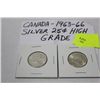 Image 1 : CANADA 1963/66 SILVER QUARTERS