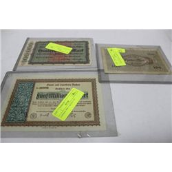 GERMAN WW-1 MONEY X3