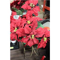 LARGE GOLDEN SLED PLANT HOLDER W/ 2 ARTIFICIAL