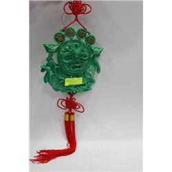 LARGE CHINESE GREEN DRAGON / BUDDHA WALL HANGING