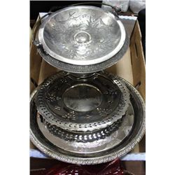 THREE SILVER PLATED SERVING PLATES