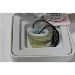 MURANO GLASSS .925 SILVER 24KT GOLD RING SIZE 7