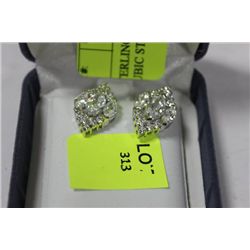 STERLING .925 SILVER EARRINGS CUBIC STONES