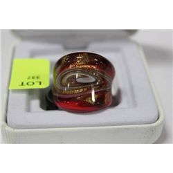 .925 / 24KT GOLD MURANO GLASS RING SIZE 6