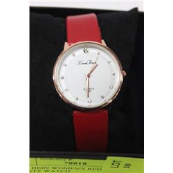 XIAN BEIN WOMEN'S RED STRAP QUARTZ WATCH