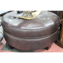 SHOWHOME ROUND LEATHERETTE OTTOMAN