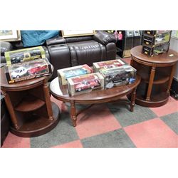 WOOD 3 PC COFFEE TABLE SET