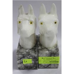 PAIR OF ALABASTER HAND CARVED BOOK ENDS