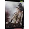 Image 1 : WOOD FRAMED SITTING TATTOOED GIRL 27" X 40"