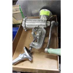 VINTAGE DOMINION GRINDER, FUNNEL & BLADE