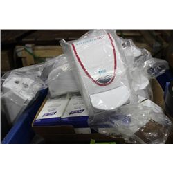 BOX OF HAND SANITIZER AND PUMPS