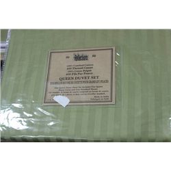 400 THREAD COUNT GREEN QUEEN DUVET SET
