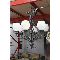 REAL NATURAL MARBLE CHANDELIER IN BLACK FINISH
