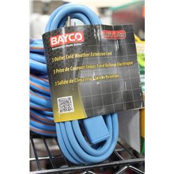 BAYCO 3 OUTLET COLD WEATHER EXTENSION CORD