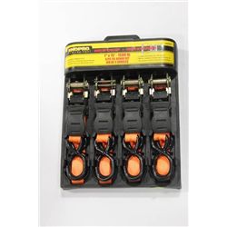 PK OF 4 SHOP PRO TIE DOWN RATCHET STRAPS
