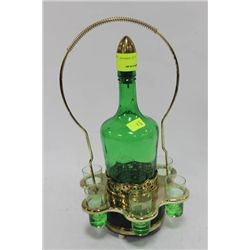GREEN GLASS DECANTER SET