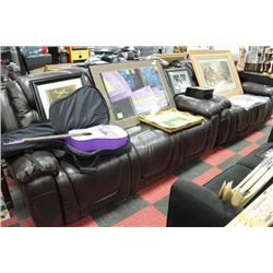 NEW CHOCOLATE LEATHER RECLINING SOFA W LOVE SEAT