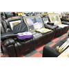 Image 1 : NEW CHOCOLATE LEATHER RECLINING SOFA W LOVE SEAT