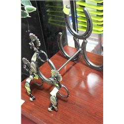 3 BOTTLE "HORSE SHOE SPUR"  WINE BOTTLE HOLDER