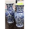 Image 1 : PAIR OF BLUE AND WHITE VASES 14"