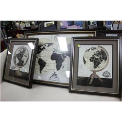 3 PC WORLD GLOBE SHOWHOME PICTURE SET