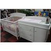 Image 1 : SHOWHOME CRIB W MATTRESS/CHANGE TABLE/MOBILE ETC