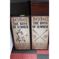 PAIR OF BASEBALL CANVAS PICTURES