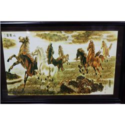 ROSEWOOD FRAMED PICTURE OF HORSE 29" X 20"