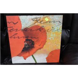 SHOWHOME RED FLORAL CANVAS PICTURE