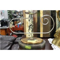 SILVER AND GOLD TONE INLAY CANDLE HOLDERS