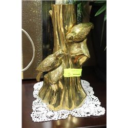 BRASS BIRD TREE TRUNK ORNAMENT