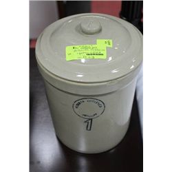 RARE ALBERTA POTTERIES 1 GALLON CROCK W LID