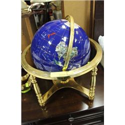 WORLD GLOBE W MOTHER OF PEARL AND NATURAL STONE