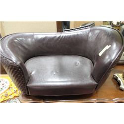 SHOWHOME BROWN LEATHERETTE CHILDRENS LOUNGE CHAIR