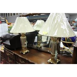 PAIR OF DESIGNER LAMPS SILVER & GOLD LEAF FINISH