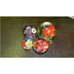 4 piece art glass paperweights