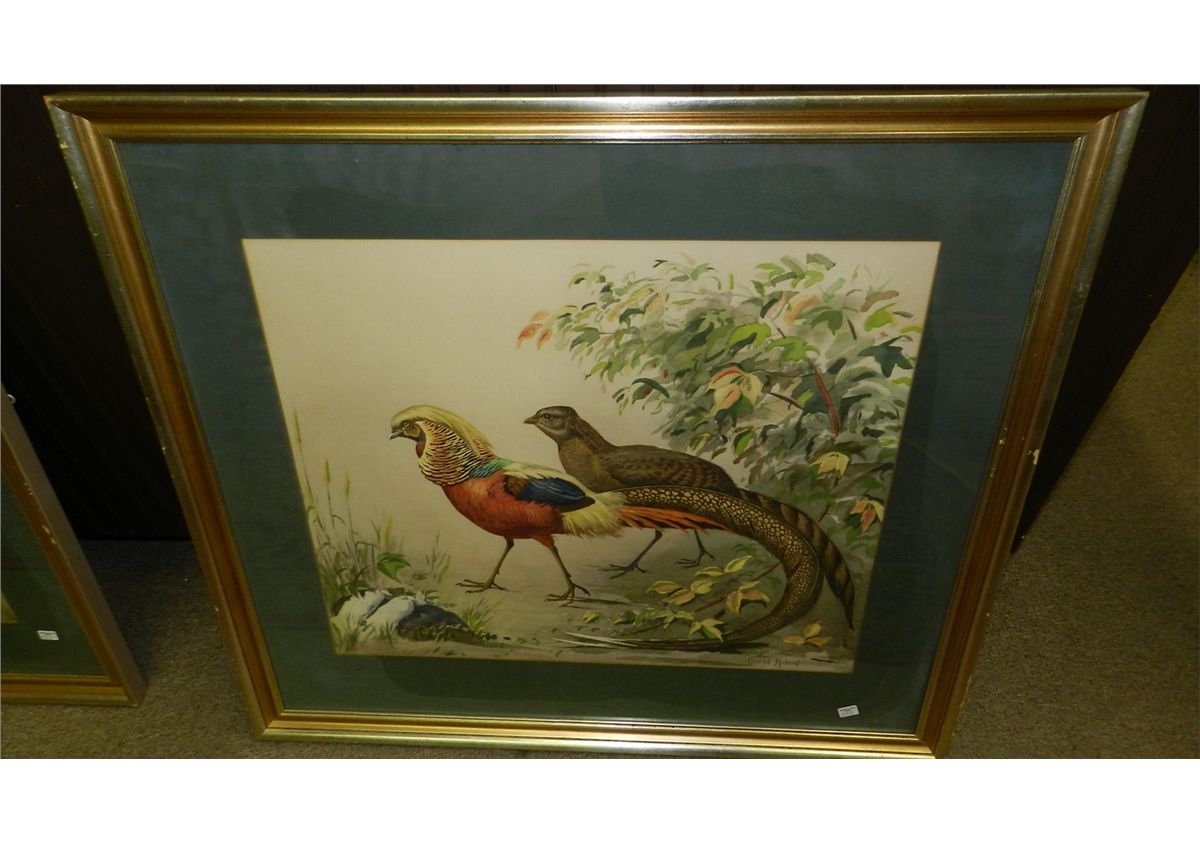 Lovely original framed watercolor? by Conrad Roland, depicting a pair ...