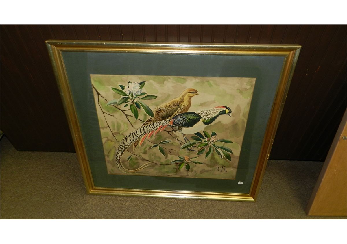 Lovely original framed watercolor? by Conrad Roland, depicting a pair ...